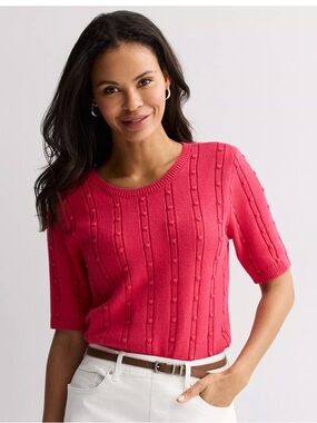 Bobble Stitch Short Sleeve Sweater